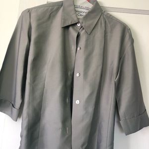 silk-like cotton and polyester mid- arm shirt sz 4